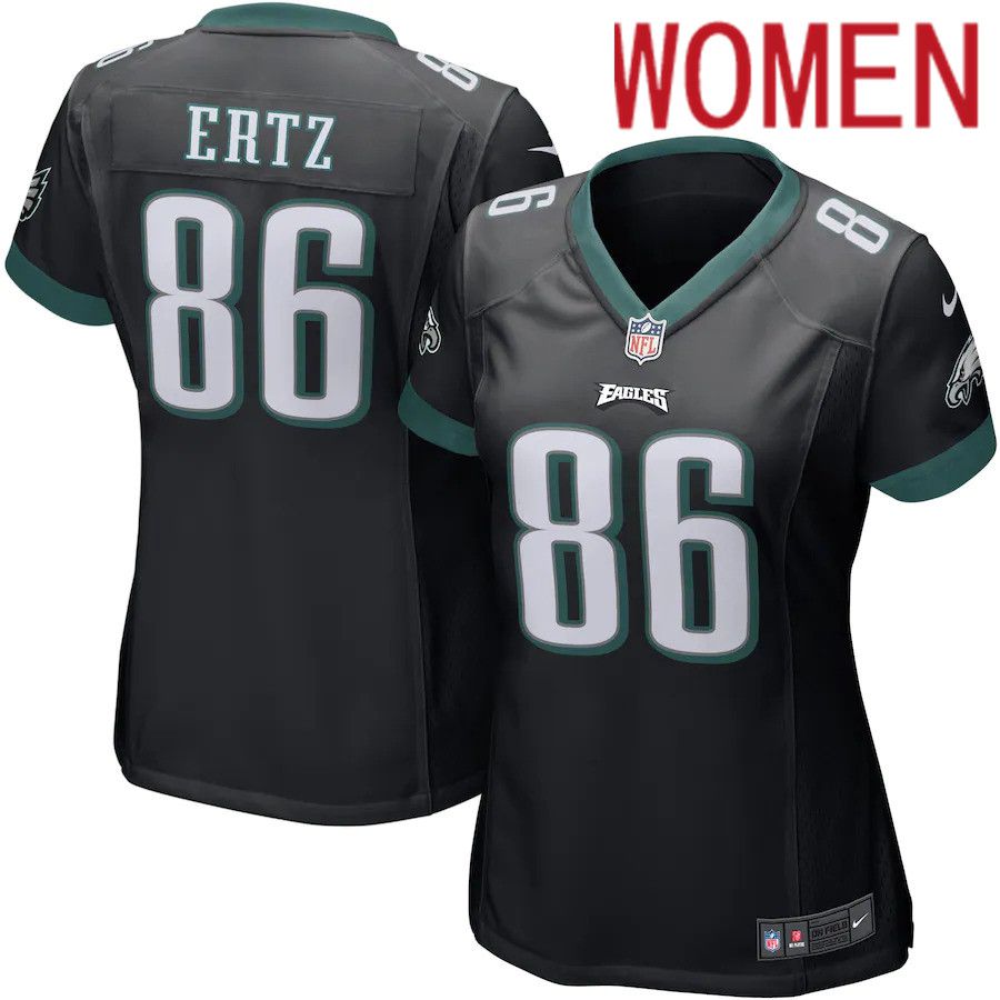 Women Philadelphia Eagles #86 Zach Ertz Nike Black Game NFL Jersey->women nfl jersey->Women Jersey